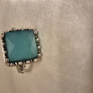 Silver and Blue Chalcedony Crown Ring